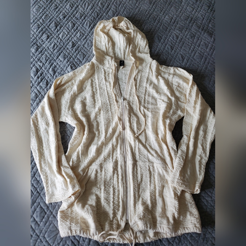 Inca's Inc Cotton Made In Peru Long Aztec Print Hoodie Lightweight Knit size L